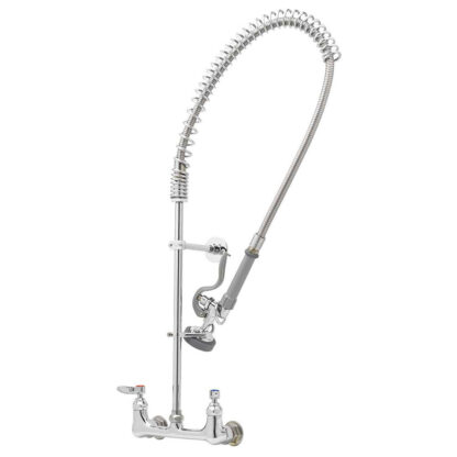 T&S EasyInstall Pre‑Rinse, Spring Action, Wall Mount Base, 8" Centers, Wall Bracket (B‑0133‑B)