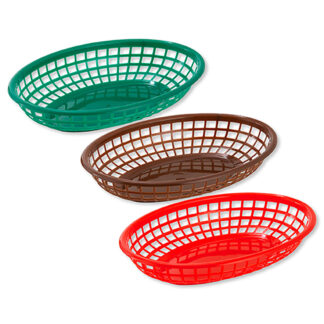 Scarlet Red Premium Oval Platter Basket Winco PLB-R 1 Dozen 