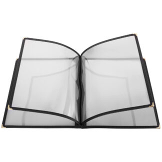 Winco Four Pocket Black Menu Cover, Fits 8.5"x11" Paper (PMCF9K)