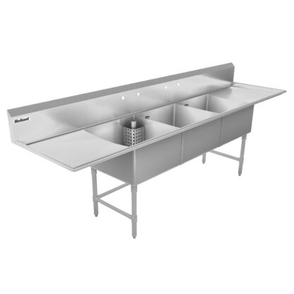 Reliant 3 Compartment S/S Sink, 18"x18", 18" Left & Right Drain Boards (18183-2DB)