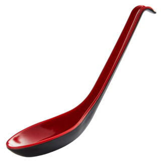 Thunder Group Two-Tone Red and Black 0.6 oz Melamine Spoon, 12/Pack (7200JBR)