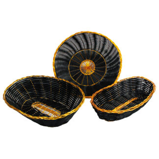Winco Black and Gold Poly Woven Baskets (PWBK)