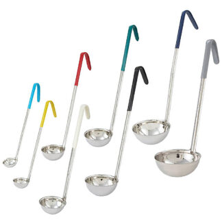 Winco One-Piece Stainless Steel Ladles, Color-Coded Handles (LDC)