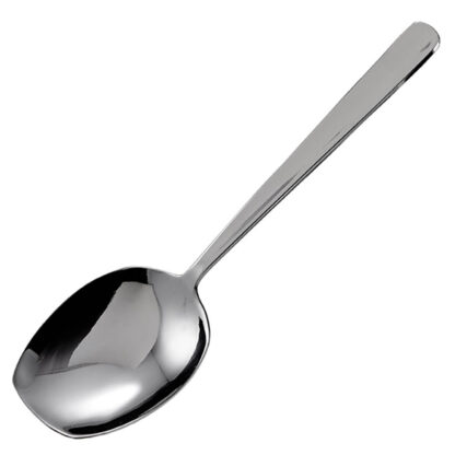 Winco Serving Spoon, Flat Edge, Stainless Steel, Priced & Sold by Dozen (SRS-8)