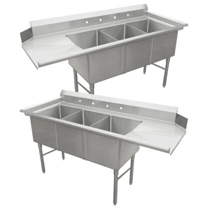 EFI Dishwasher Sinks, Two 24" Bowls (SI824‑3‑DW)