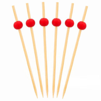 Icon Bamboo Ball Picks, Red, 100/Pack (BBP-475-R)