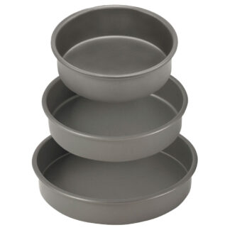 Winco Round Cake Pans, Anodized Aluminum, 2″H (HAC)