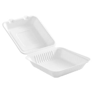 Globe Take Out Compostable Hinged Food Containers, 6x6x3 in., 50/Pack (6010)