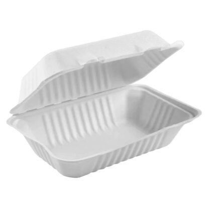 Globe Take Out Compostable Hinged Food Containers, 9x6x3.25 in., 50/Pack (6013)