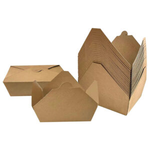 Globe Take Out Food Containers, 8.25x6.5x2.5 in., Brown Kraft Paper, 50/Pack (6062)